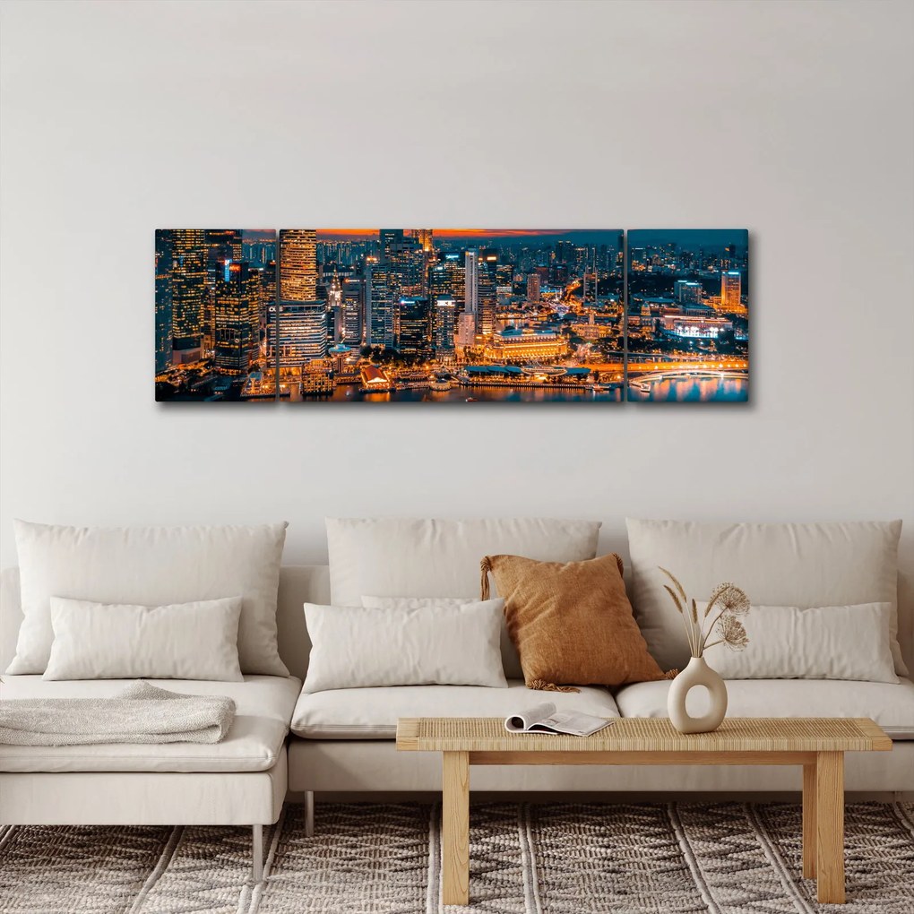 Obraz miasta nocą (170x50 cm)