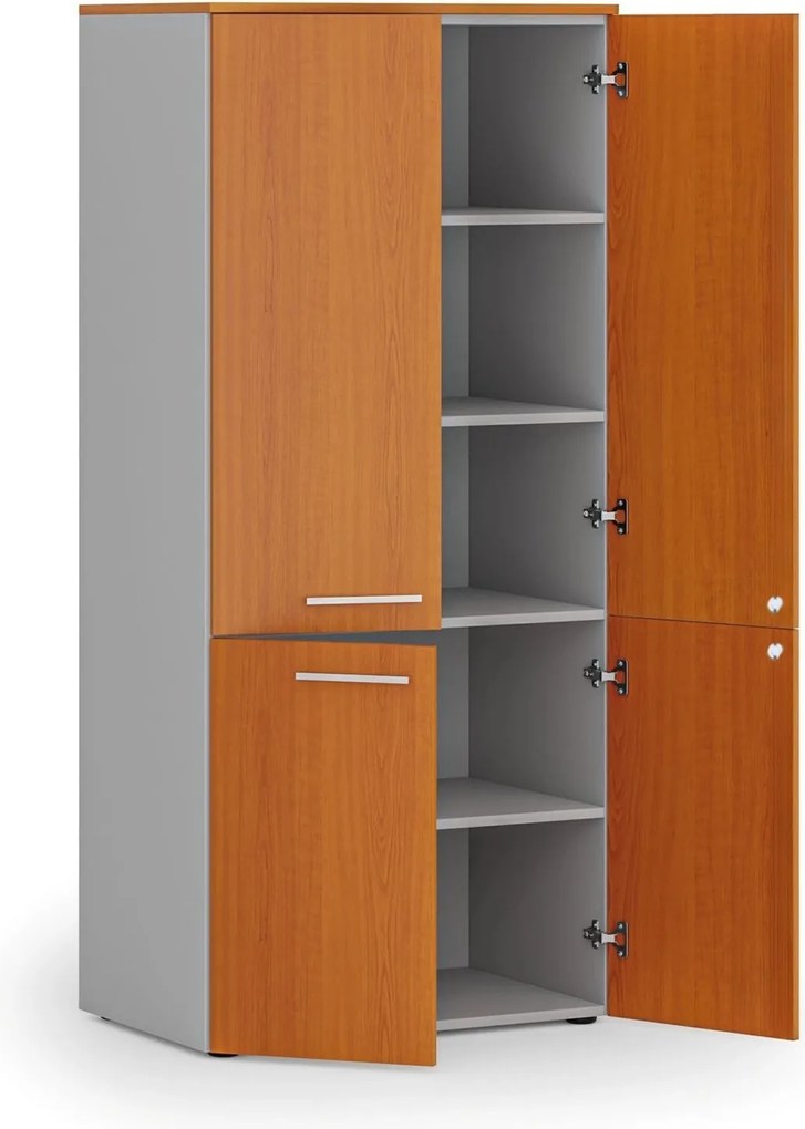 Szafa biurowa pół-drzwi PRIMO GRAY, 800 x 500 x 1781 mm, szary/czereśnia