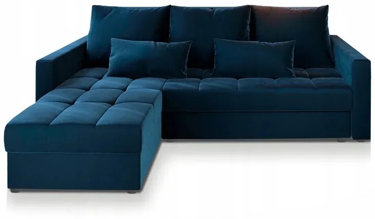 Ciemnoniebieska rozkładana narożna sofa ZENOVA 220x140 cm, dwustronna