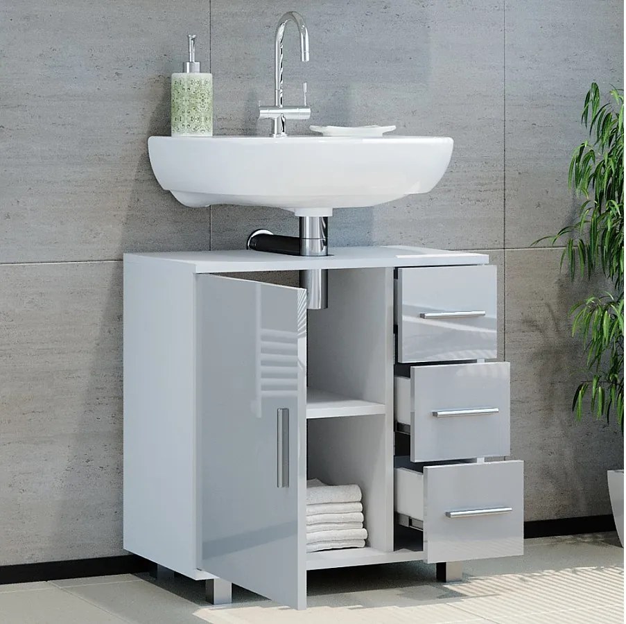 Szafka na wannę biały wysoki połysk 60x33x60.8 ilias