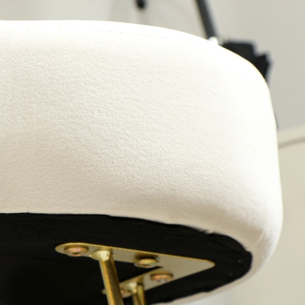 HOMCOM Hoker, Aksamitny hoker w kształcie koniczyny, Stalowe nogi, Kremowy