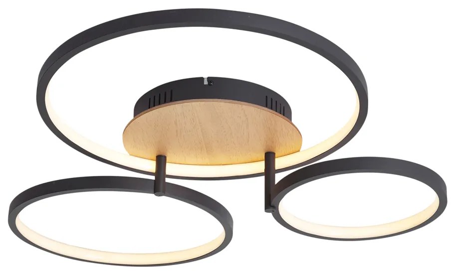 Nowoczesna drewniana lampa sufitowa zintegrowane LED, 3-stopniowo ściemnialna, 3-punktowa - Rondas