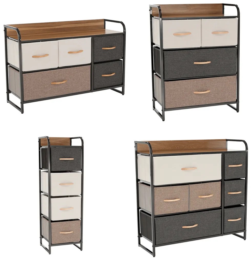 Komoda z szufladami z tkaniny HAZEL TYP 2, brązowy, M