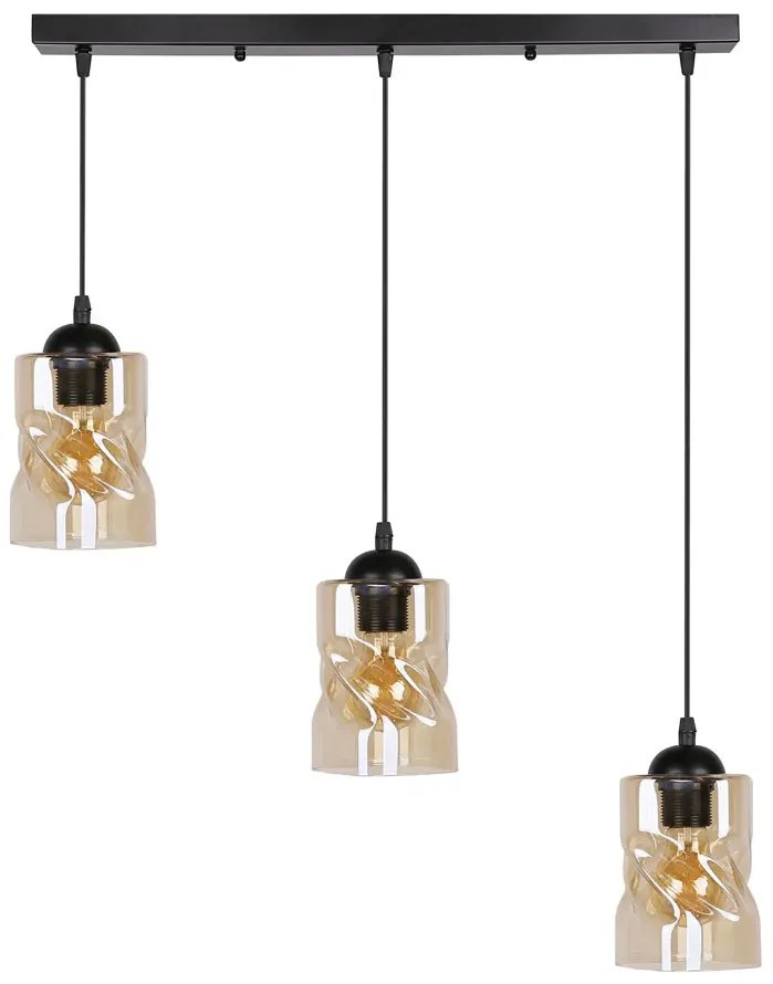 Czarna potrójna lampa wisząca szkło bursztynowe - Z025 A2-G20