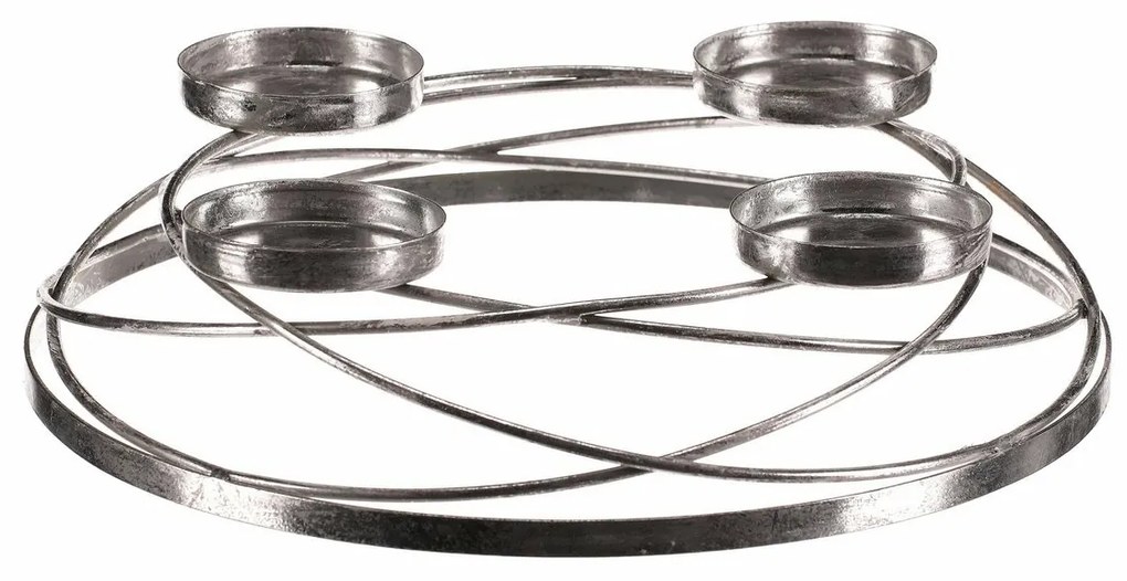 Świecznik adwentowy Kruhy, srebrny, metal,średnica 35 cm