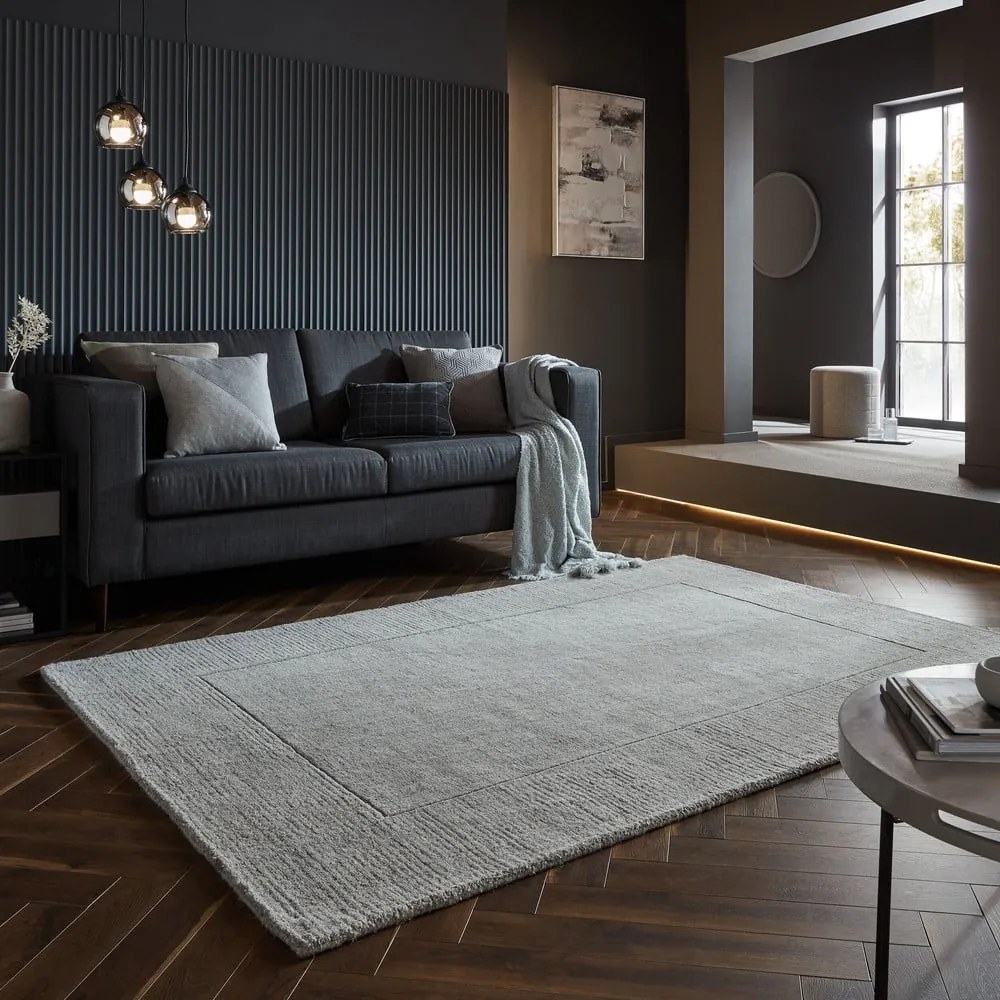 Szarobeżowy wełniany dywan tkany ręcznie 200x290 cm Border – Flair Rugs