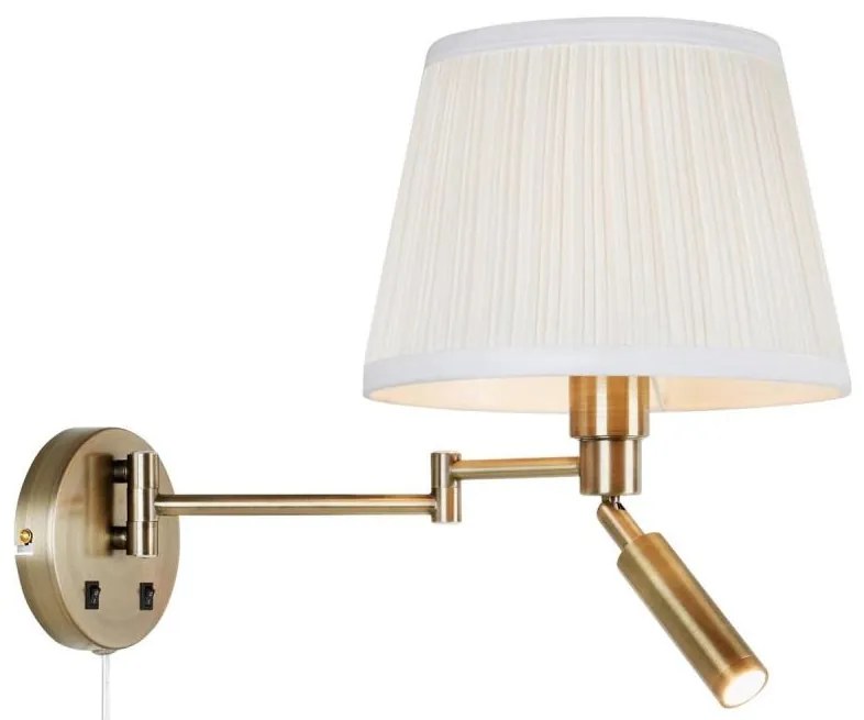 Markslöjd 109017- LED kinkiet PIVOT 1xE27/40W/230V + LED/4W kremowa/mosiądz