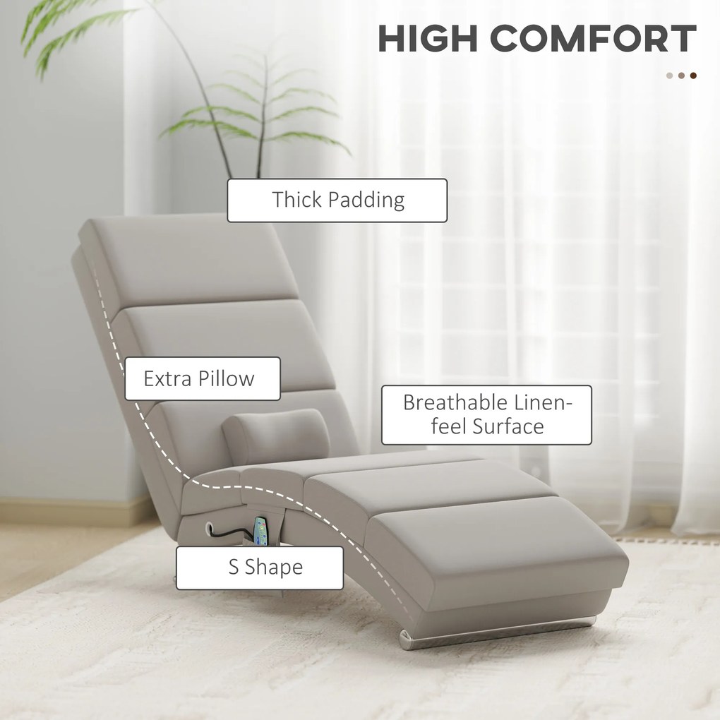 HOMCOM Fotel Relaksacyjny Elektryczny z Funkcją Masażu, Podgrzewaniem, Wibracjami i Poduszką Lędźwiową, 56 x 168 x 84 cm, Kremowy | Aosom PL