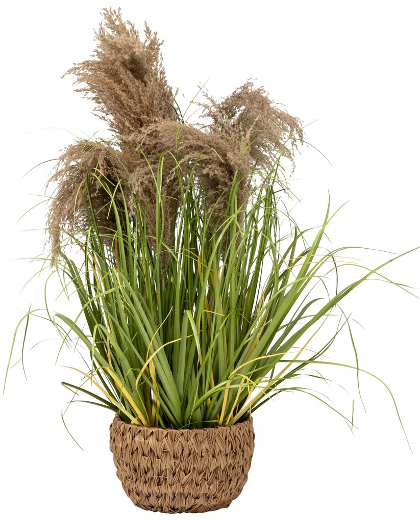 Sztuczna trawa MAXIME w doniczce z plecionki, 80 cm