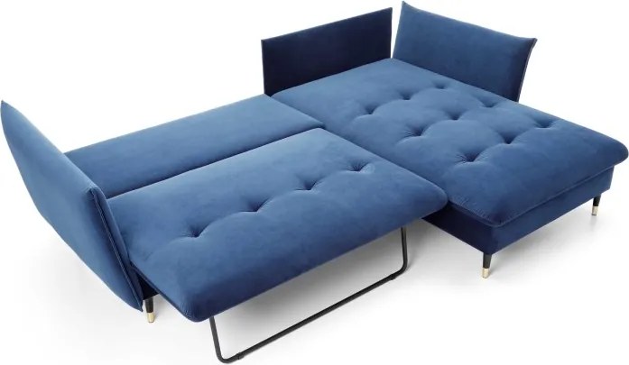 Narożnik GLAM Prawostronny z funkcją spania, zestaw z poduszkami wolnostojący tkanina RIVIERA 81 Niebieski DOMO HOME