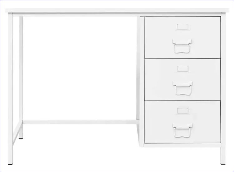 Białe Metalowe Biurko Z 3 Szufladami Neros