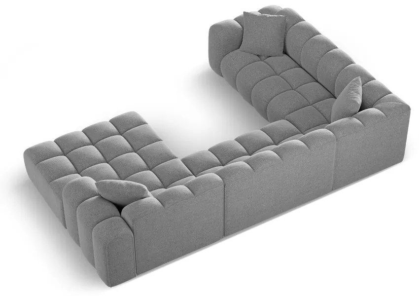 Jasnoszary narożnik z tkaniny szenilowej (lewostronny/w kształcie litery U) Treno – Cosmopolitan Design