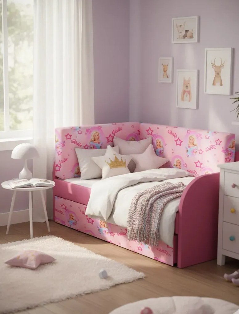 Różowy Rozkładany Tapczan Dla Dziewczynki 120 Xl H3-C01