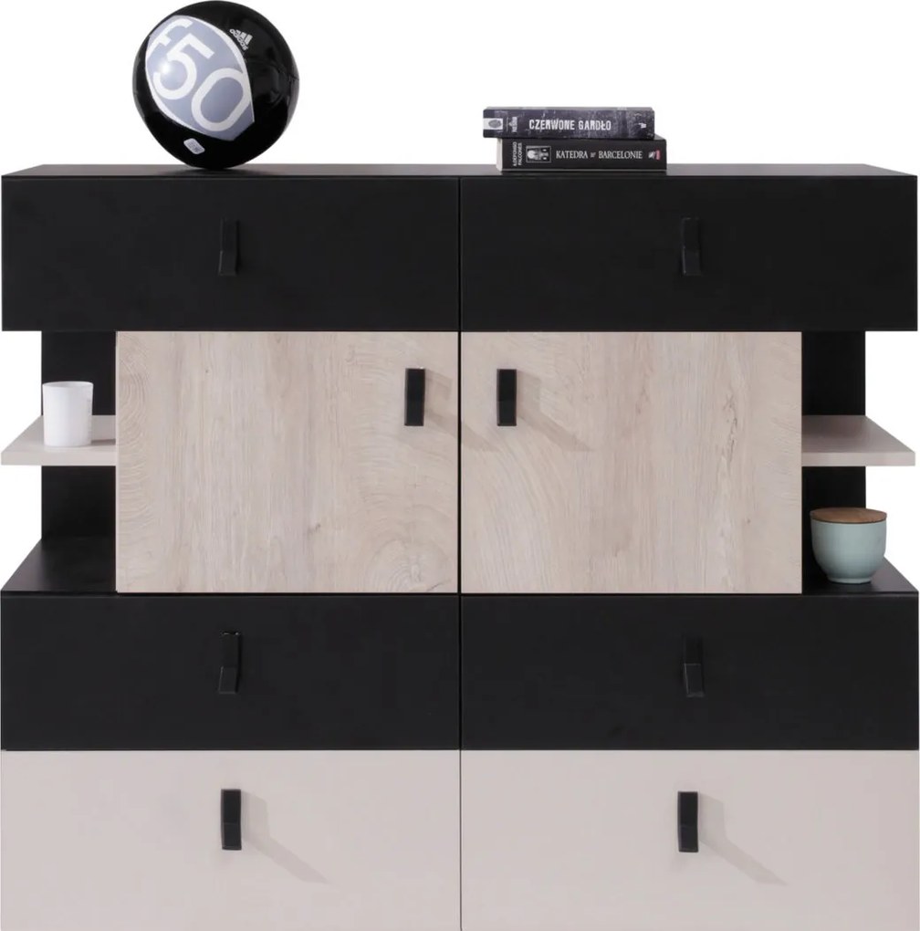 Komoda ISEO 110 cm do Salonu Sypialni 6 Szuflad Czarny