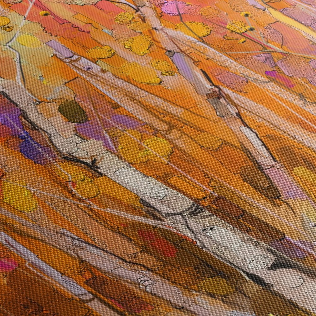 Obraz - Jesienny las (z zegarem) (90x30 cm)