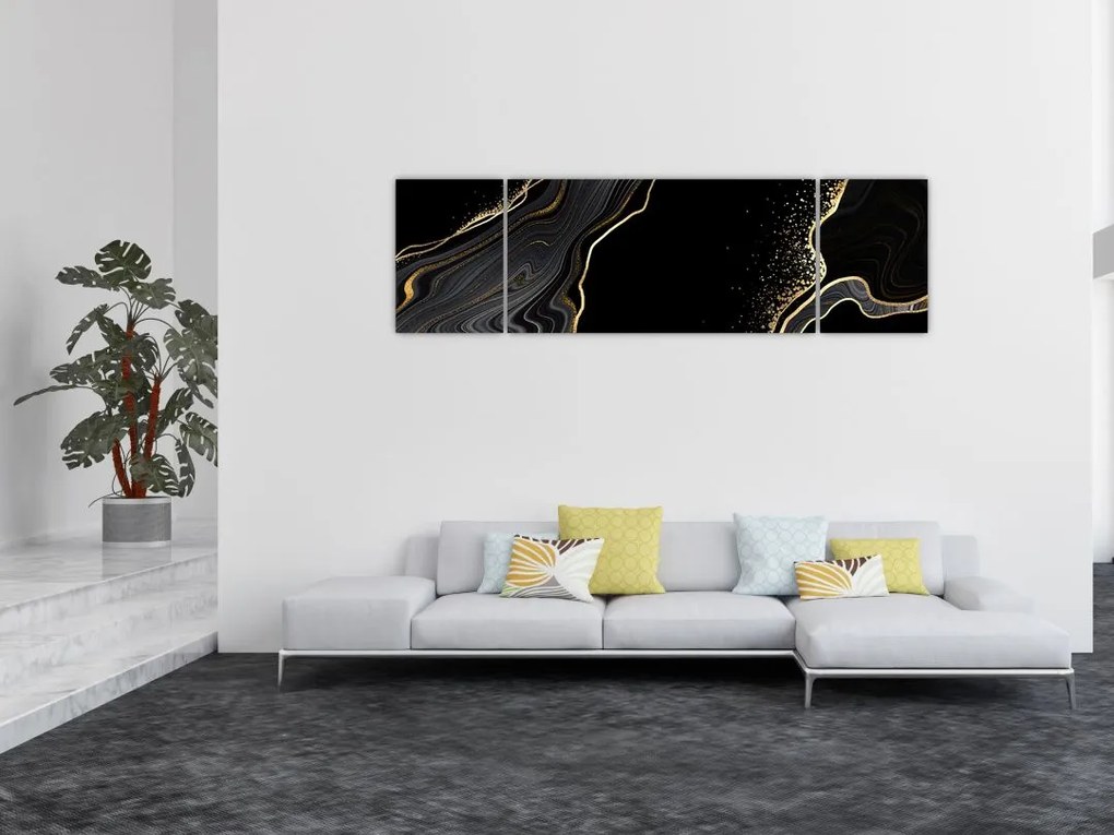 Obraz - Czarno - złoty marmur (170x50 cm)