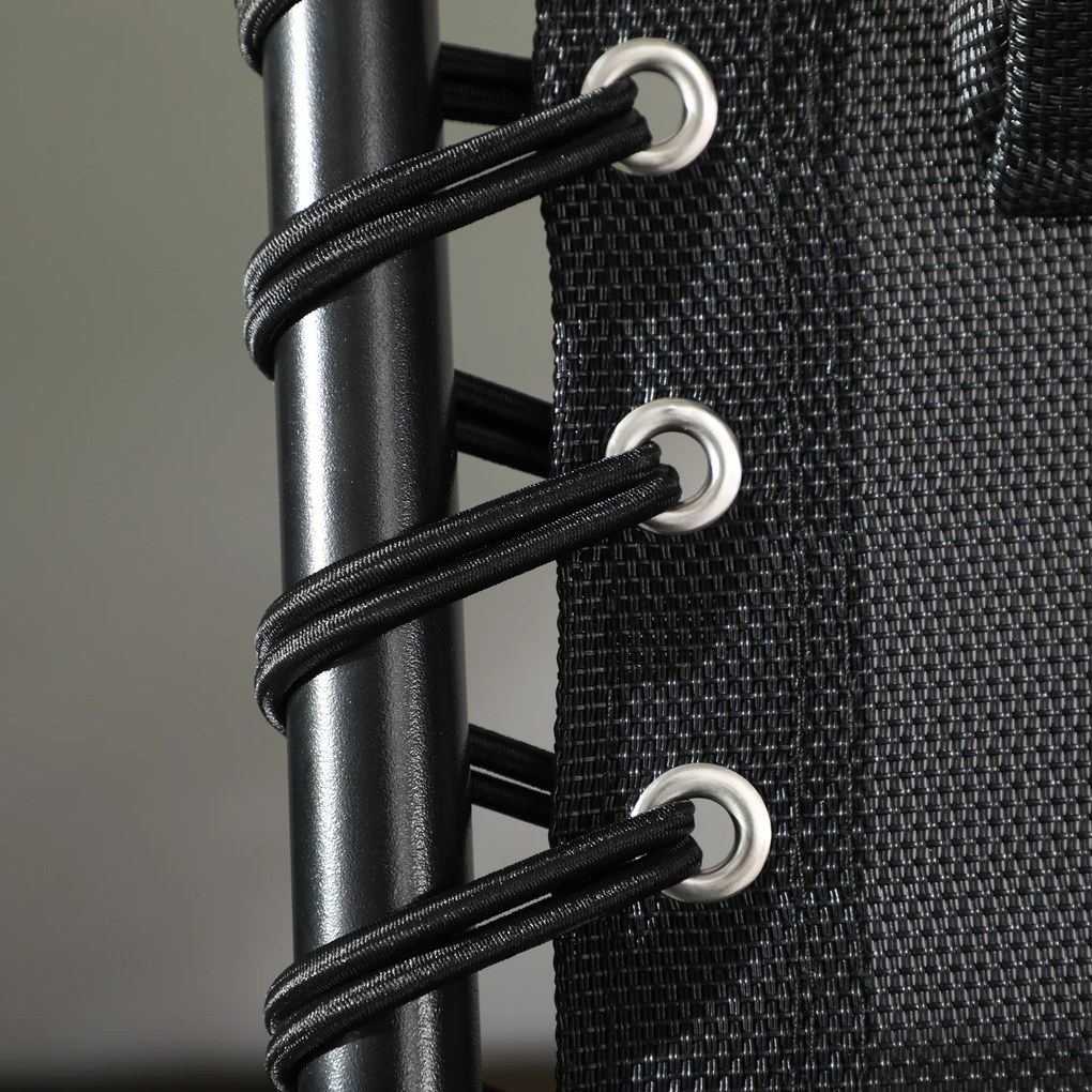 Outsunny Leżak składany, regulowane 5-pozycyjne oparcie, poduszka, wałek, do 120 kg, Stal, szary, 58 x 189 x 32,5 cm