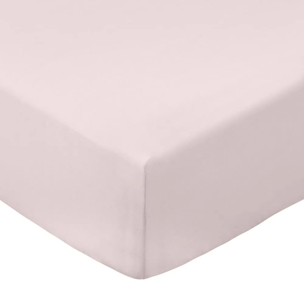 Różowe prześcieradło z perkalu bawełnianego z gumką 185x200 cm Cotton Percale – Bianca