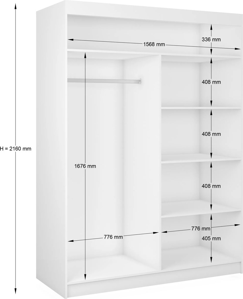 Szafa Przesuwna VITALE 160 cm Szafa Dwudrzwiowa Biała
