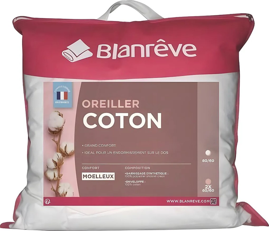 Poduszka z bawełny BLANREVE - Miękki komfort - 60 x 60 cm - Biały