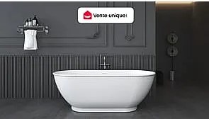 Wanna wolnostojąca owalna – 240 l – 170 × 75 × 60 cm (dł. × szer. × wys.) – kolor biały – akrylowa - MOBULA