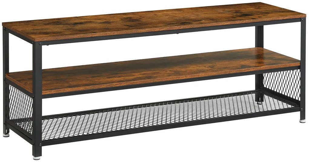 Szafka RTV z półkami w stylu loft rustykalny brąz - Dumios