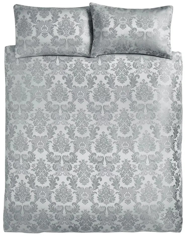 Szara adamaszkowa pościel dwuosobowa 230x220 cm Damask Jacquard – Catherine Lansfield