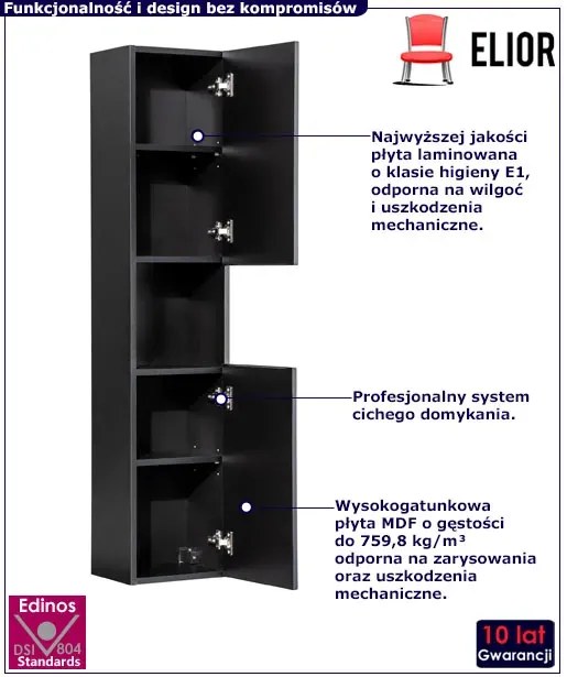 Czarny nowoczesny słupek łazienkowy A1-R50