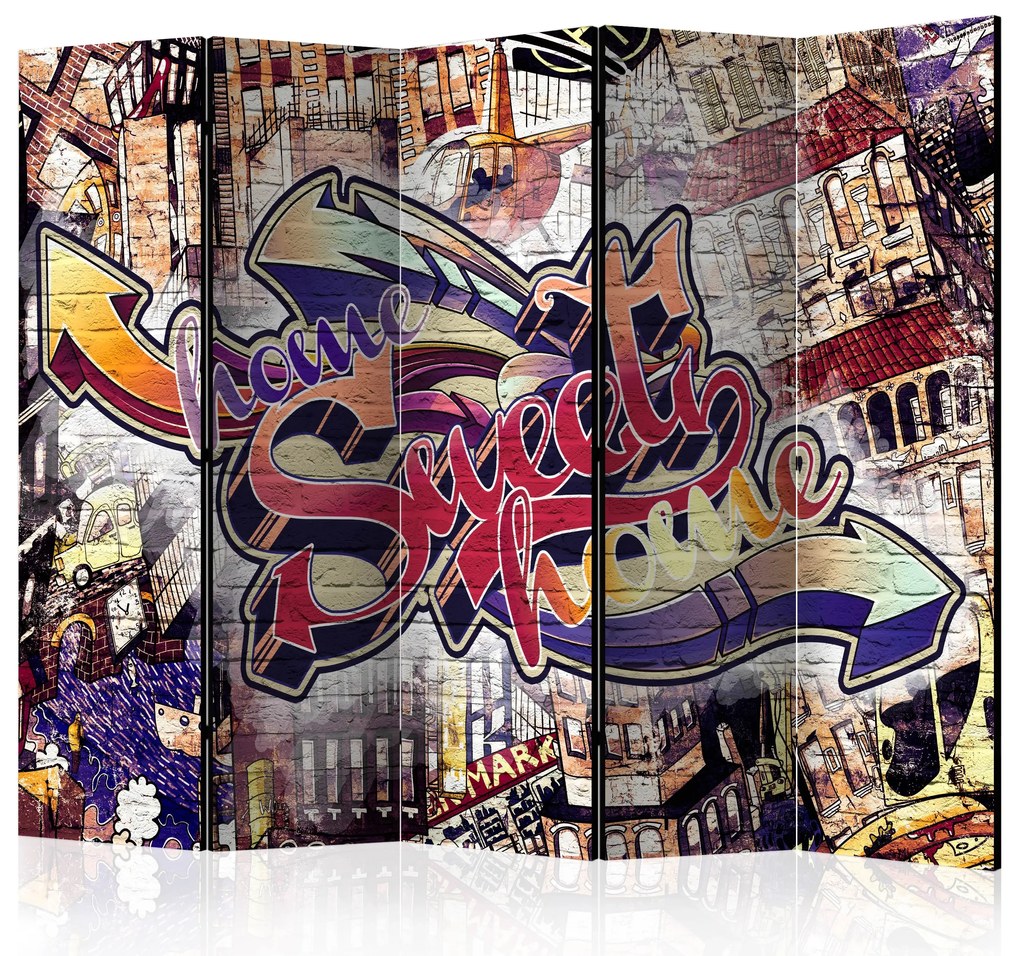Parawan akustyczny Street art 225x172 cm 5-częściowy biały ARTGEIST B