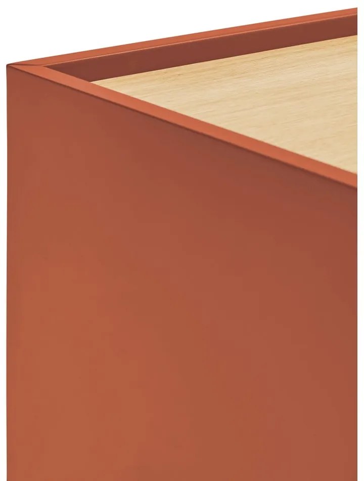 Ceglasto-naturalna szafka pod TV w dekorze dębu 180x45 cm Otto – Teulat