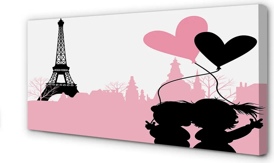 Obraz canvas na ścianę Serca nad Wieżą Eiffla