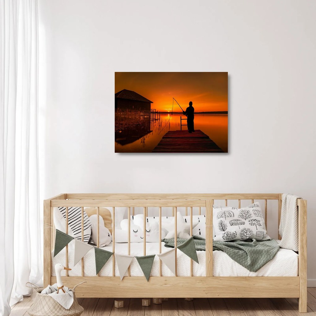 Obraz na szkle - rybak (70x50 cm)