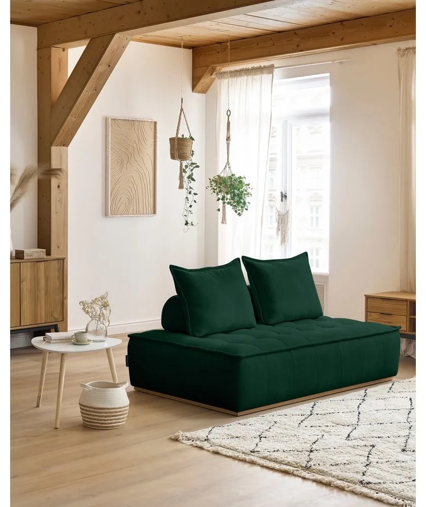 Ciemnozielona sofa z tkaniny szenilowej 175 cm Elisa – Bobochic Paris