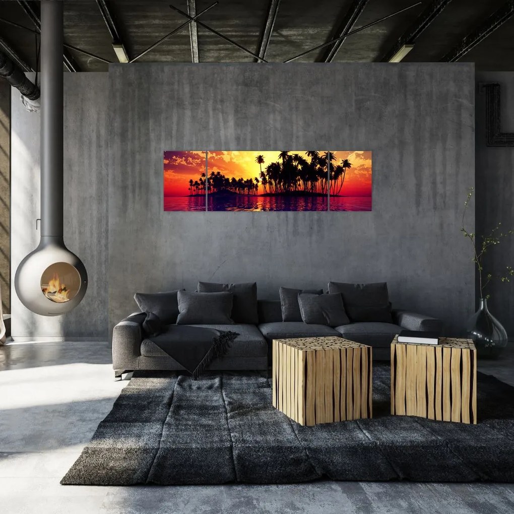 Obraz wyspy o zachodzie słońca (170x50 cm)
