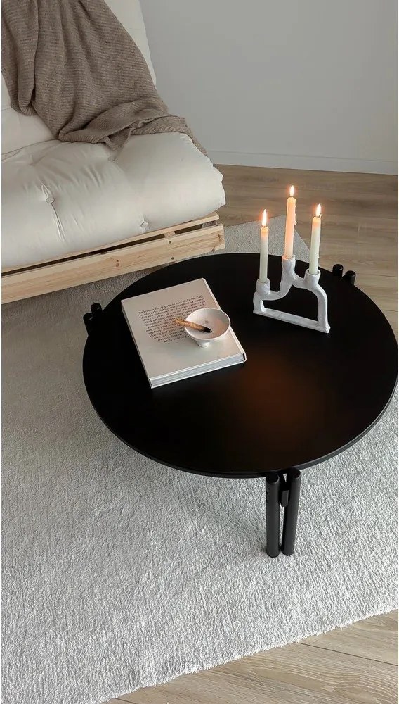 Czarny okrągły stolik z litego drewna sosnowego ø 80 cm Sticks – Karup Design