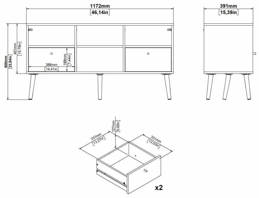 Biała szafka pod TV 117x61 cm Bodo – Tvilum