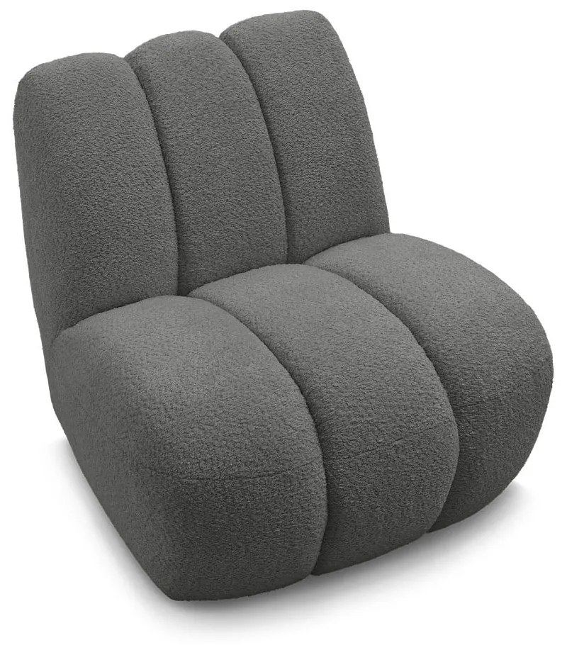 Ciemnoszary fotel z materiału bouclé Janissaire – Bobochic Paris