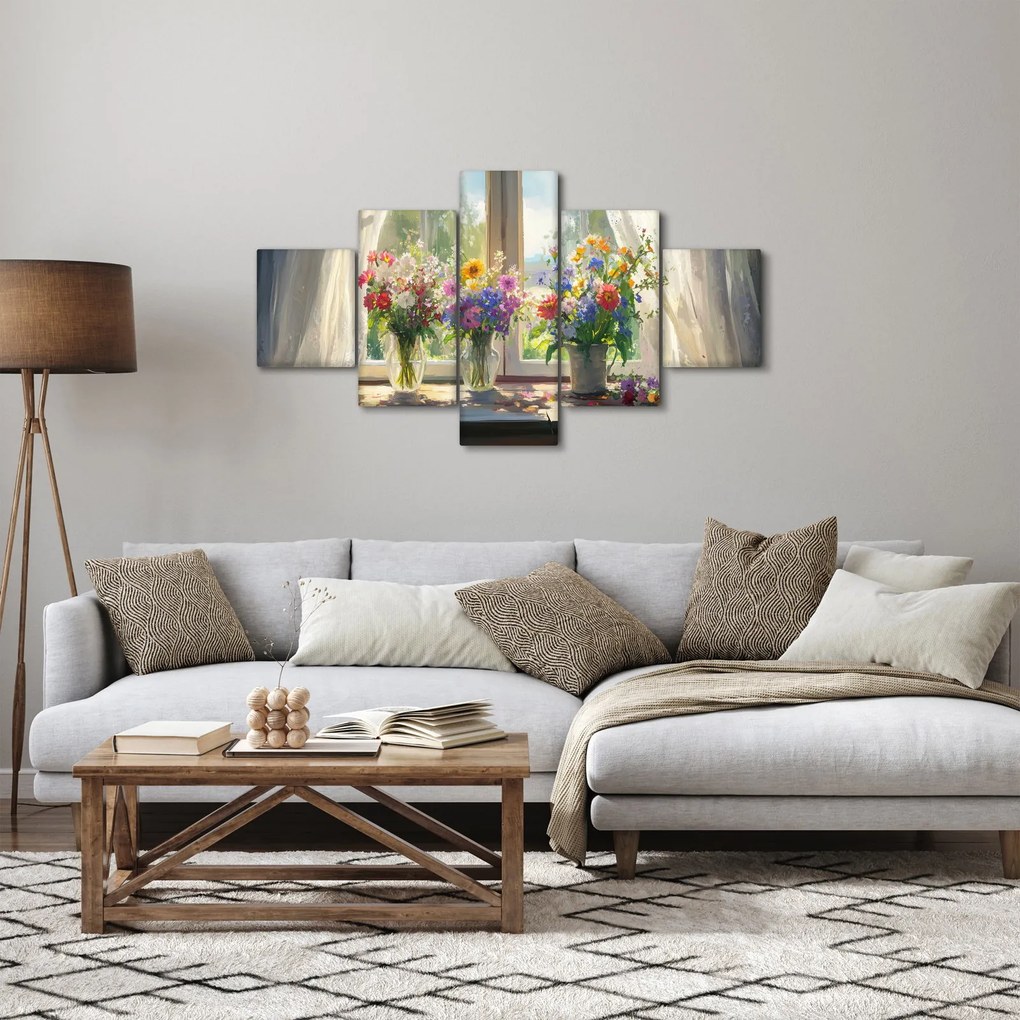 Obraz - Bukiet przy oknie (125x70 cm)