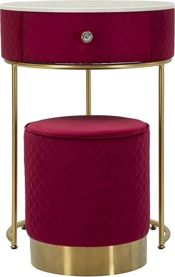 Stolik Nocny VKH756, Czerwony, 52x52x70 cm, Kendra Home