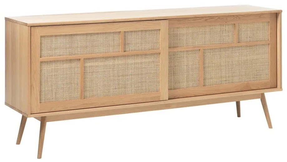 Niska komoda w dekorze dębu z drzwiami przesuwnymi w naturalnym kolorze 180x80 cm Barrali – Unique Furniture