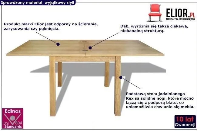 Rozkładany stół z drewna dębowego – Rex