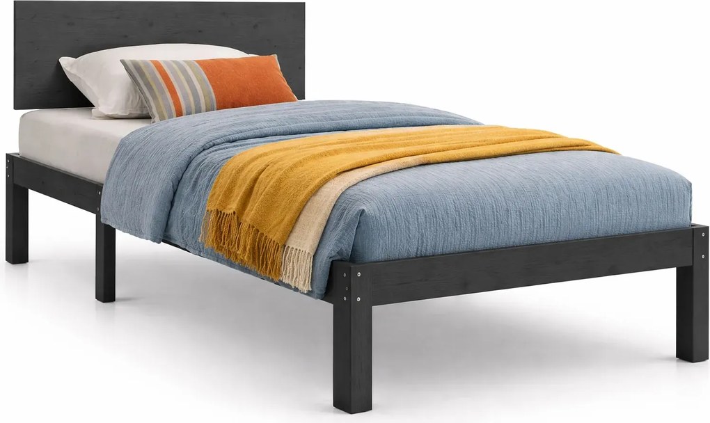 Szare jednoosobowe łóżko z drewna 90x200 Z3-M70