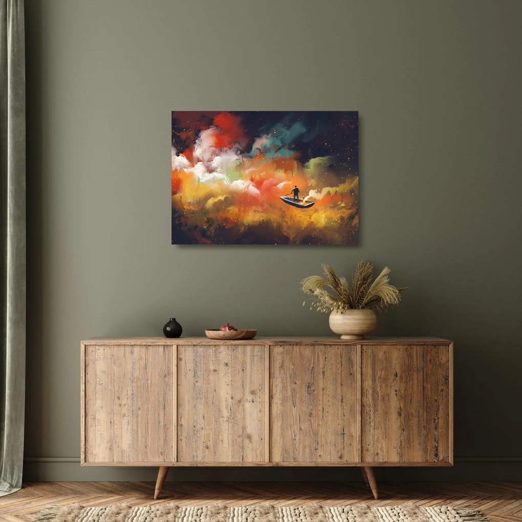 Obraz na szkle - człowiek unoszący się w kosmosie (70x50 cm)