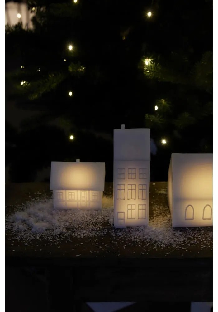 Biała dekoracja świetlna na baterie Copenhagen Half-Timbered House – Sirius