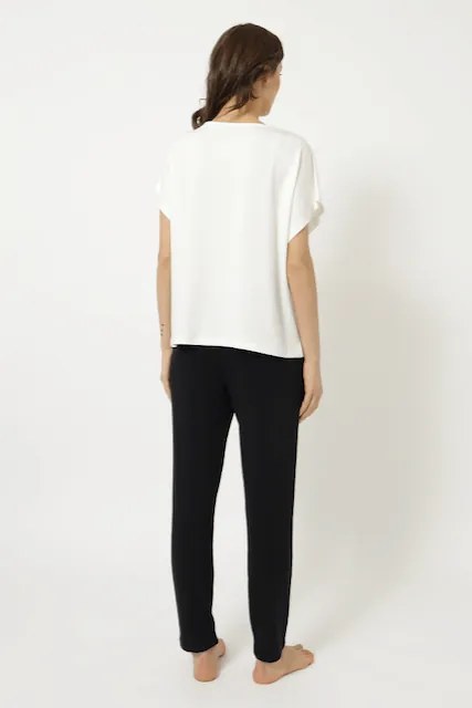 Damska bambusowa piżama CHIARA M Kremowy / Czarny