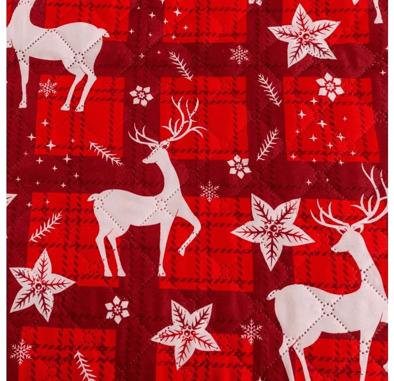 Narzuta na łóżko ze wzorem VELVET CHRISTMAS, czerwona Rozmiar: 170 x 210 cm