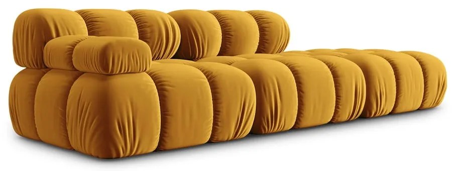 Żółta aksamitna sofa 282 cm Bellis – Micadoni Home