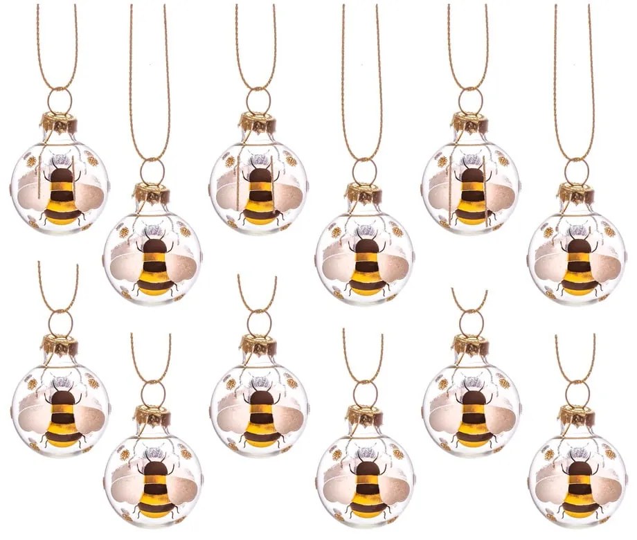 Szklane bombki wykonane ręcznie zestaw 12 szt. ø 3 cm Bee Mini – Sass &amp; Belle