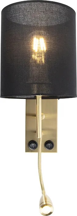 Lampa ścienna w stylu art deco czarna z czarnym bawełnianym abażurem - Stacca