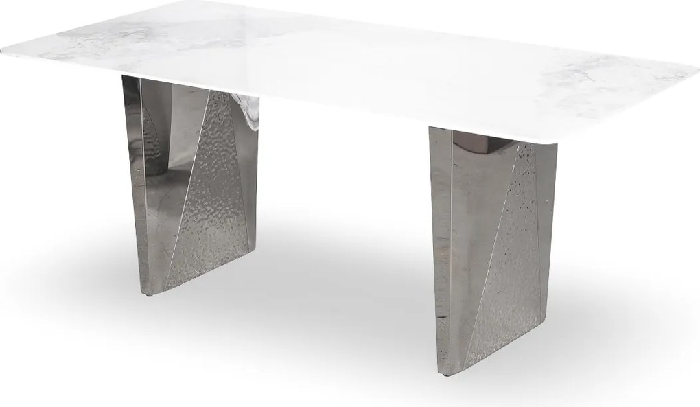 Stół do jadalni Modig M33, ceramiczny blat 200 cm w imitacji białego marmuru
